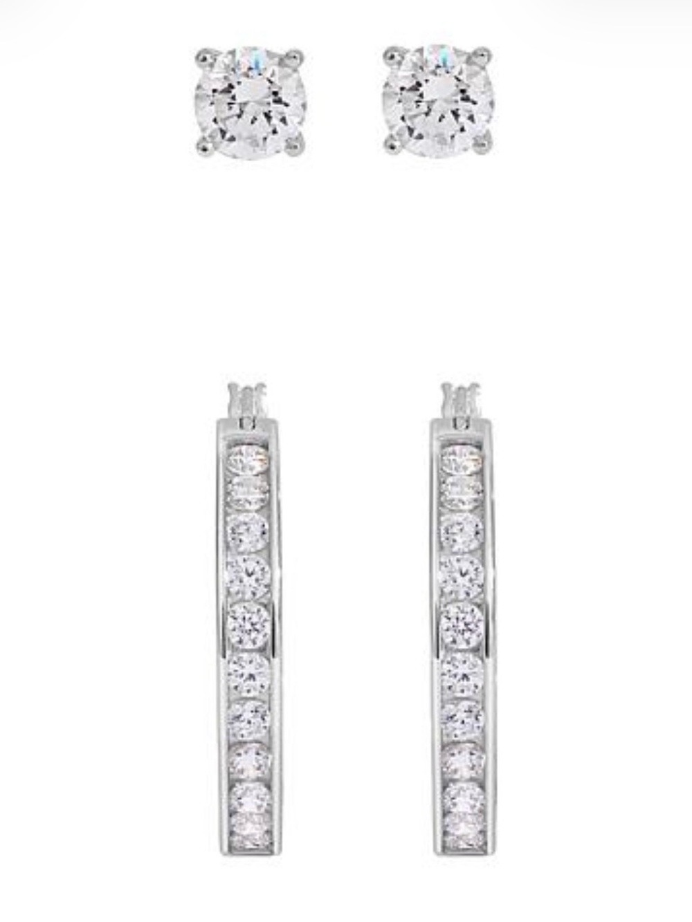 NWT-8.64ctw Hoop and Stud Earrings 2-piece Set